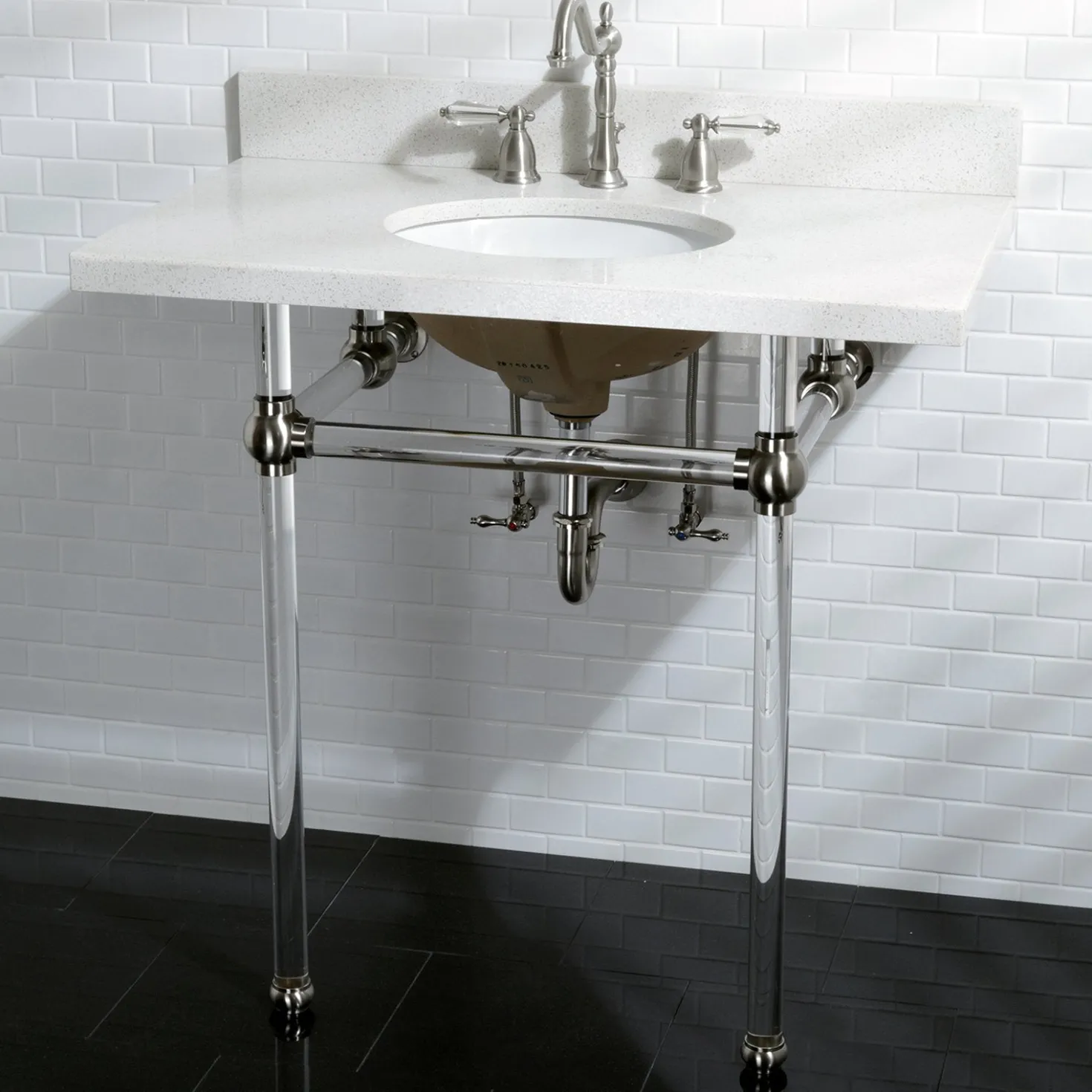 Kingston Brass Wilshire 8" to 16" Widespread Lavatory Faucet with Brass Pop-up
