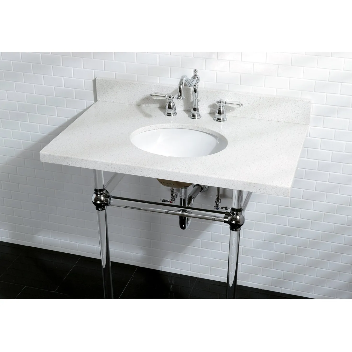 Kingston Brass Wilshire 8" to 16" Widespread Lavatory Faucet with Brass Pop-up