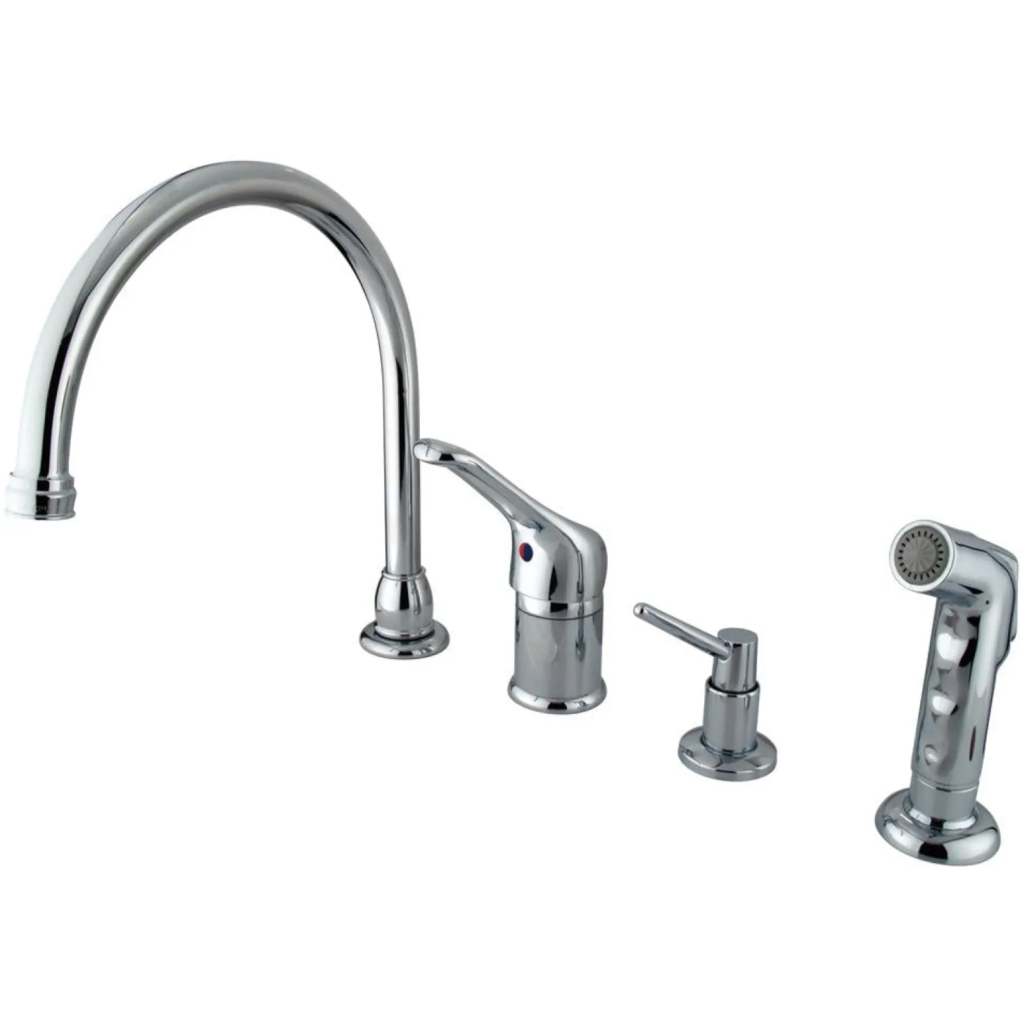 Kingston Brass Wyndham Single Loop Handle Kitchen Faucet with Soap Dispenser and Side Sprayer