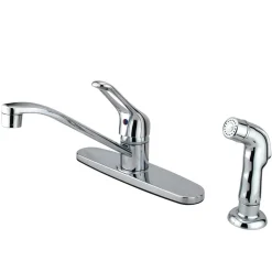 Kingston Brass Wyndham Single Handle Kitchen Faucet with Chrome Sprayer
