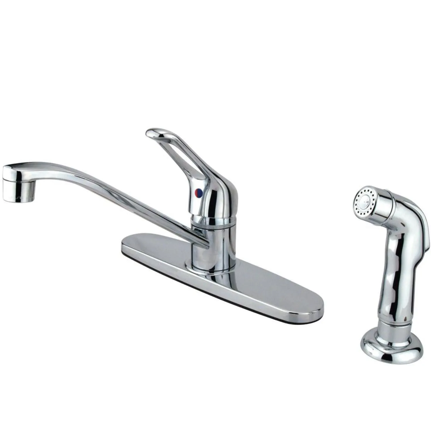 Kingston Brass Wyndham Single Handle Kitchen Faucet with Chrome Sprayer