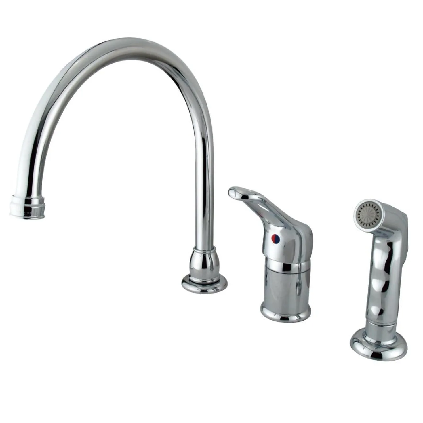 Kingston Brass Wyndham Single Loop Handle Kitchen Faucet with Non-Metallic Side Sprayer
