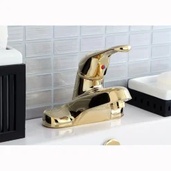 Kingston Brass Wyndham Single Handle 4" Centerset Lavatory Faucet with Brass Pop-up in Polished Brass
