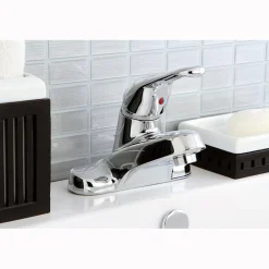 Kingston Brass Wyndham Single Handle 4" Centerset Lavatory Faucet with Brass Pop-up in Polished Chrome