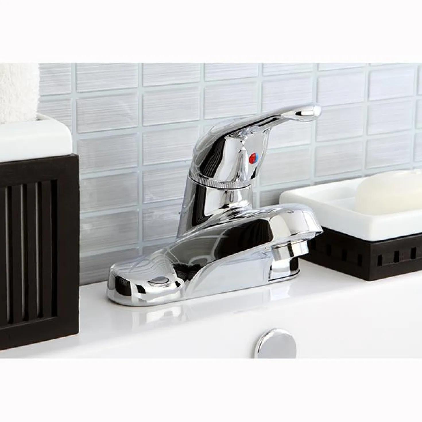 Kingston Brass Wyndham Single Handle 4" Centerset Lavatory Faucet with Brass Pop-up in Polished Chrome