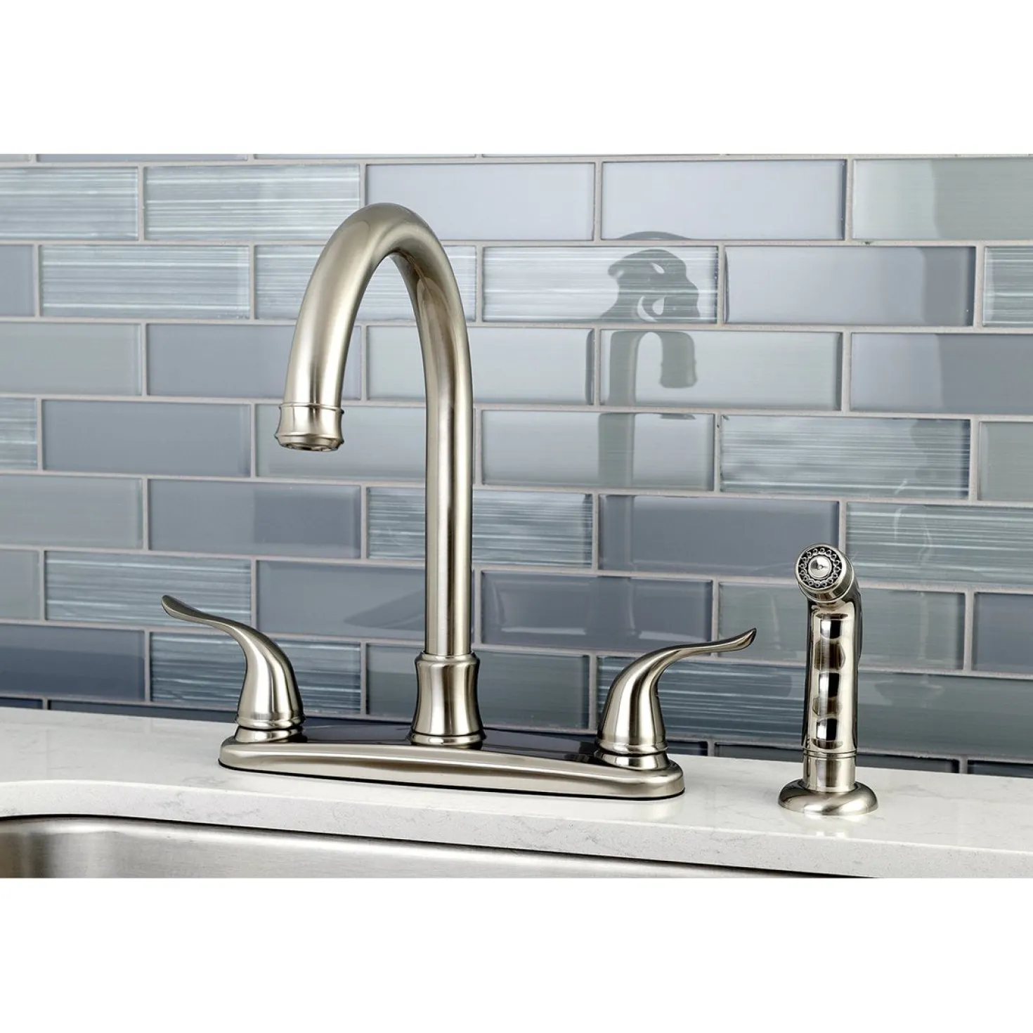 Kingston Brass Yosemite 8-Inch Centerset Kitchen Faucet with Side Sprayer