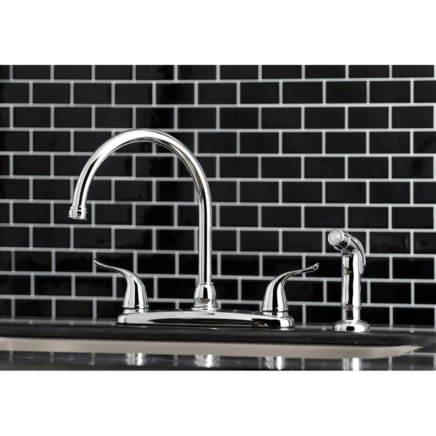 Kingston Brass Yosemite 8-Inch Centerset Kitchen Faucet with Sprayer