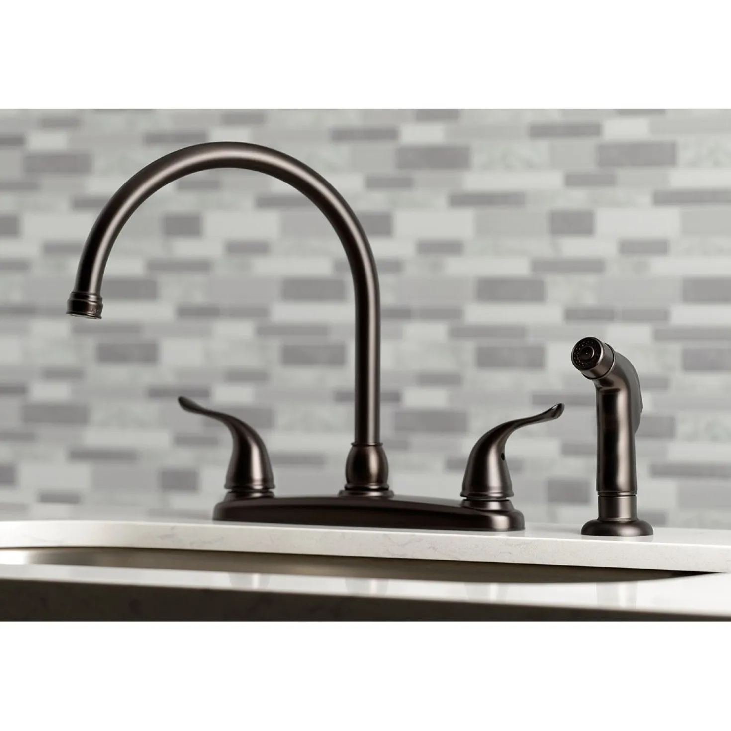 Kingston Brass Yosemite 8-Inch Centerset Kitchen Faucet with Sprayer