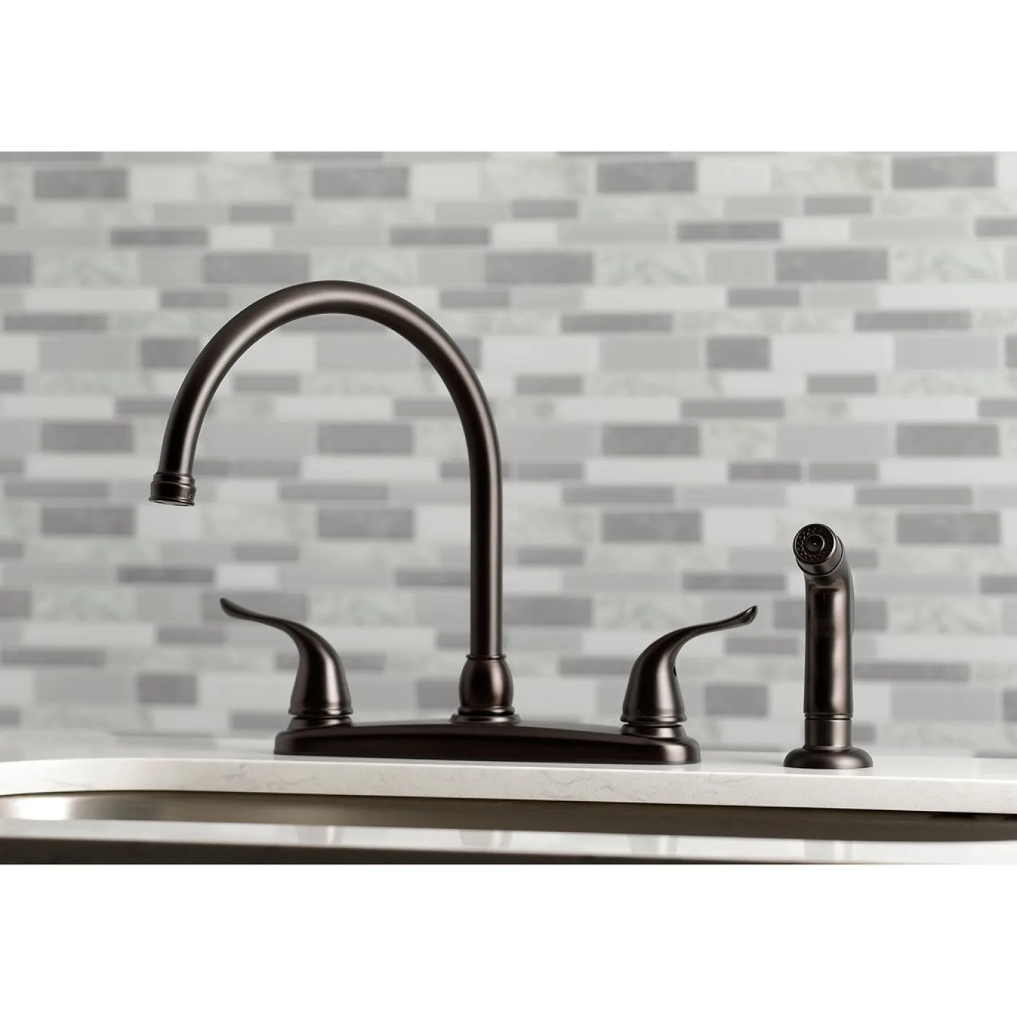 Kingston Brass Yosemite 8-Inch Centerset Kitchen Faucet with Sprayer