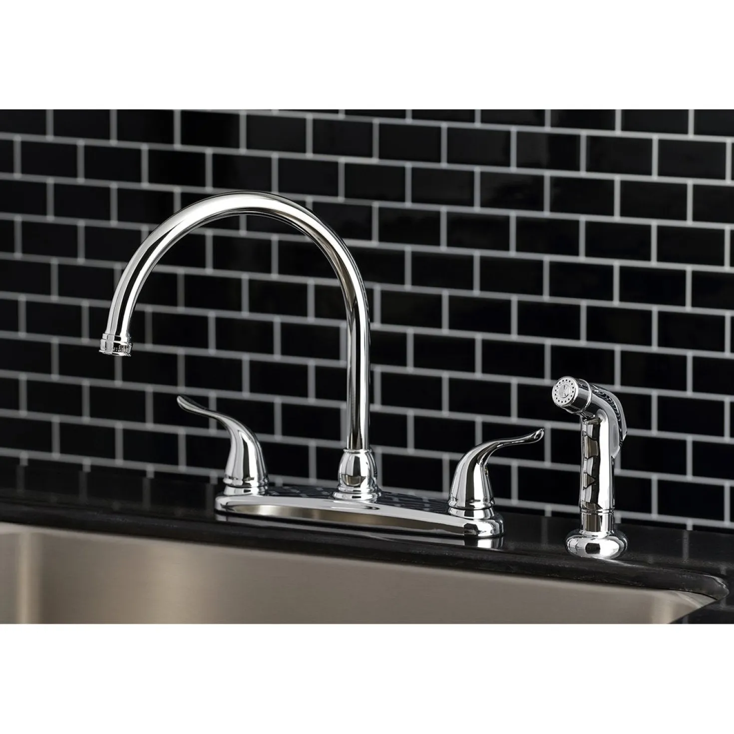 Kingston Brass Yosemite 8-Inch Centerset Kitchen Faucet with Sprayer