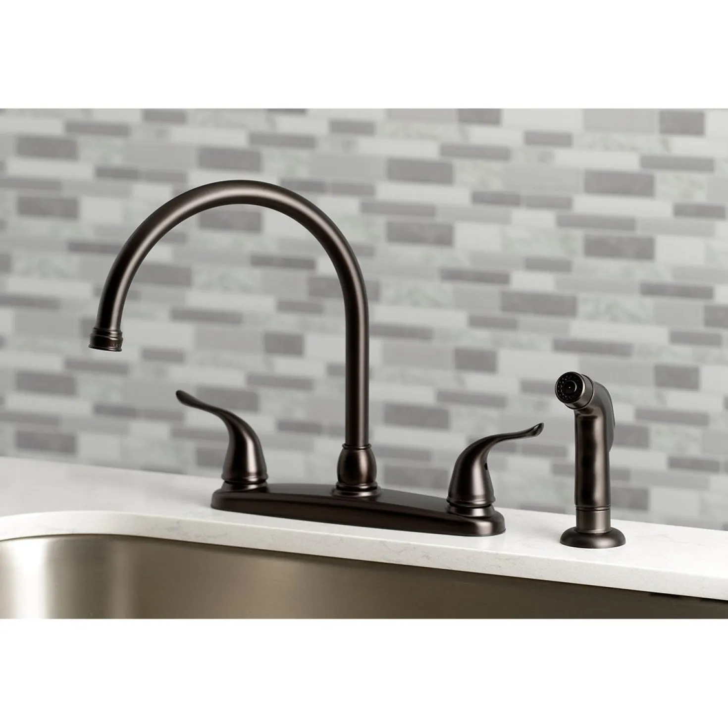 Kingston Brass Yosemite 8-Inch Centerset Kitchen Faucet with Sprayer