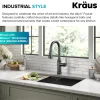 KRAUS Allyn Black Stainless Nut & Bolt Diamond Cut Kitchen Faucet