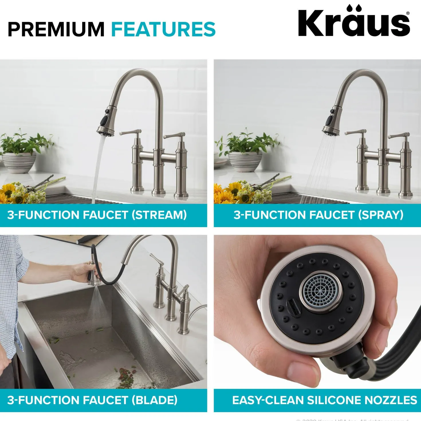 KRAUS Allyn Bridge Faucet with Pull-Down Sprayhead in Spot Free Stainless Steel
