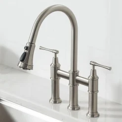 KRAUS Allyn Bridge Faucet with Pull-Down Sprayhead in Spot Free Stainless Steel
