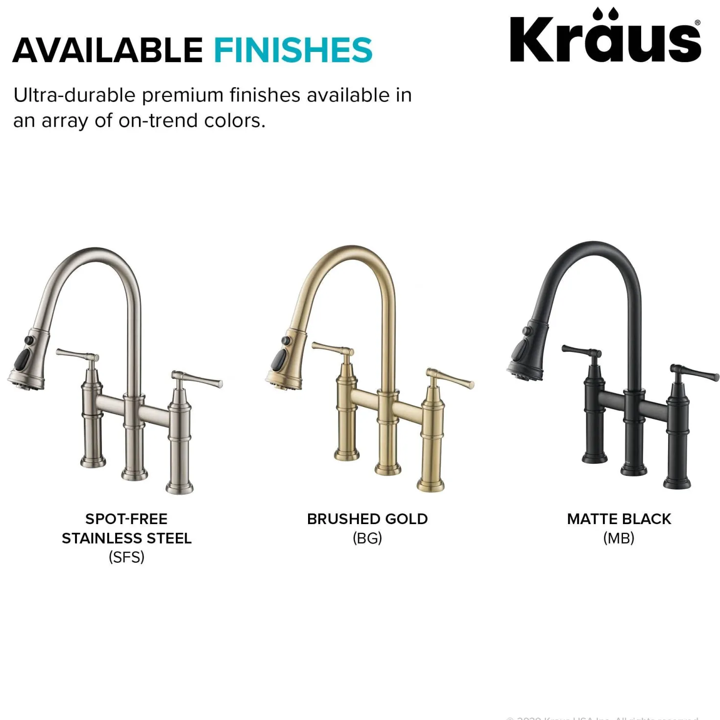 KRAUS Allyn Bridge Faucet with Pull-Down Sprayhead in Brushed Gold
