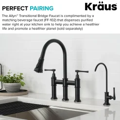 KRAUS Allyn Bridge Faucet with Pull-Down Sprayhead in Matte Black