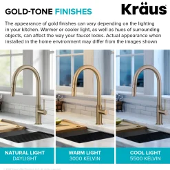 KRAUS Allyn Brushed Gold Single Handle Kitchen Faucet with Diamond Cut