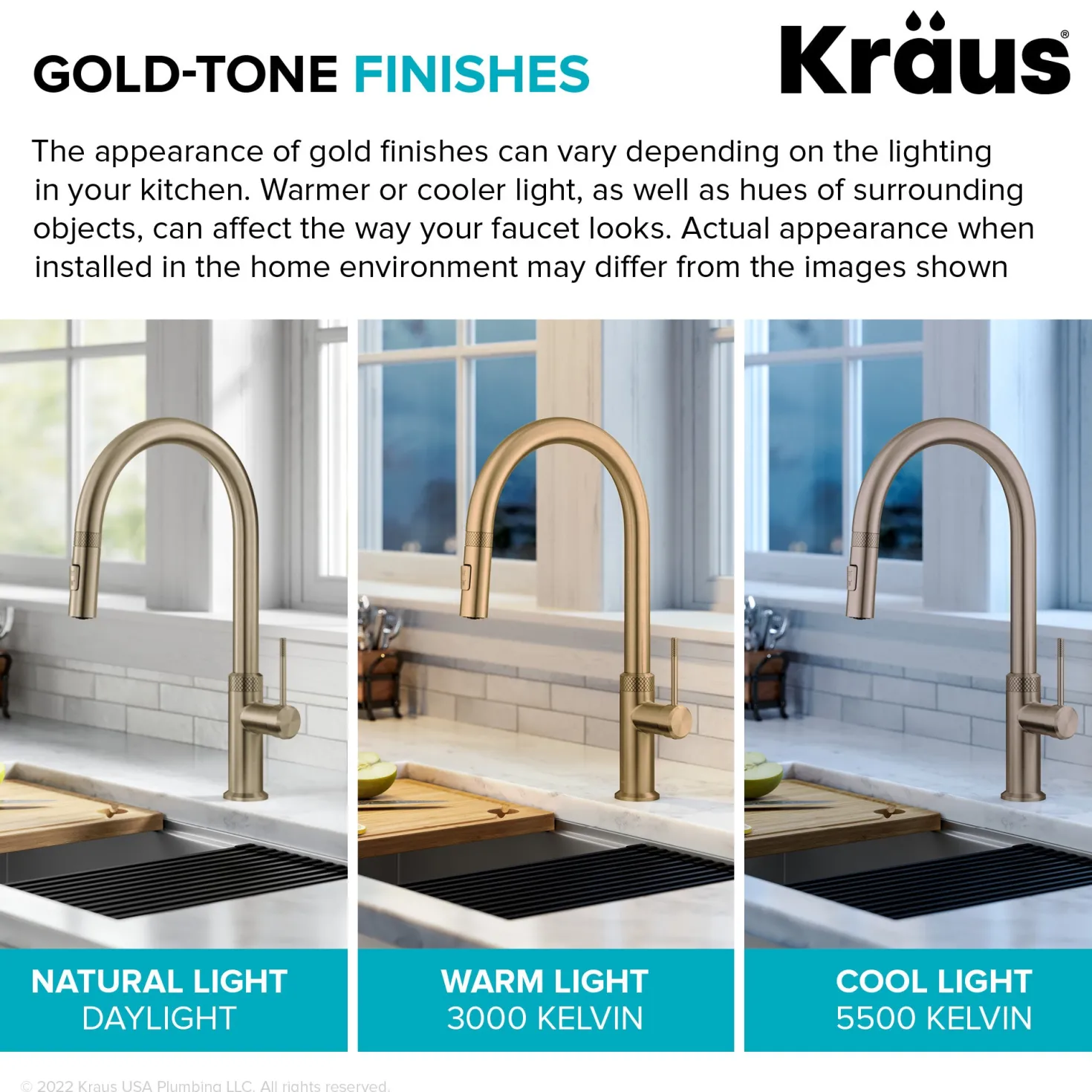 KRAUS Allyn Brushed Gold Single Handle Kitchen Faucet with Diamond Cut