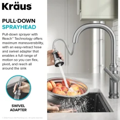 KRAUS Allyn Chrome Nut & Bolt Diamond Cut Kitchen Faucet