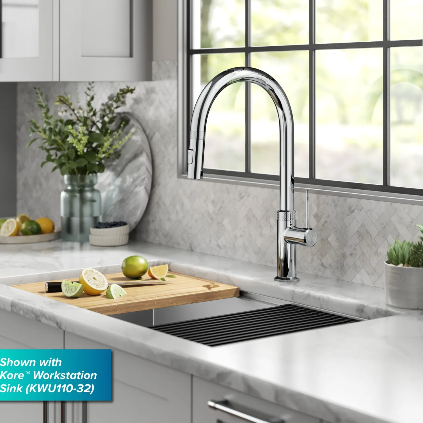KRAUS Allyn Chrome Single Handle Kitchen Faucet with Diamond Cut- ** Discontinued