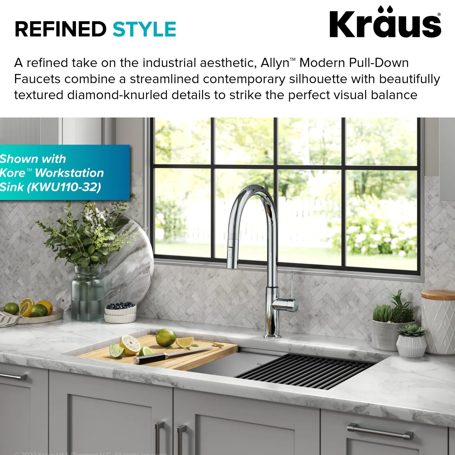 KRAUS Allyn Chrome Single Handle Kitchen Faucet with Diamond Cut- ** Discontinued