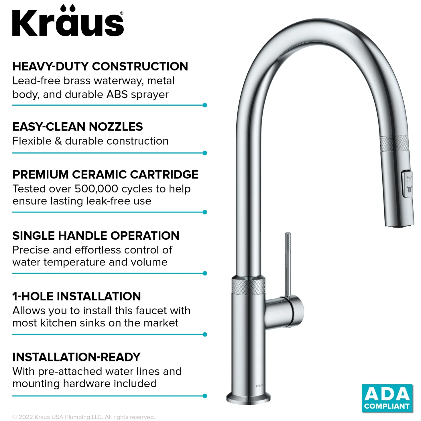 KRAUS Allyn Chrome Single Handle Kitchen Faucet with Diamond Cut- ** Discontinued