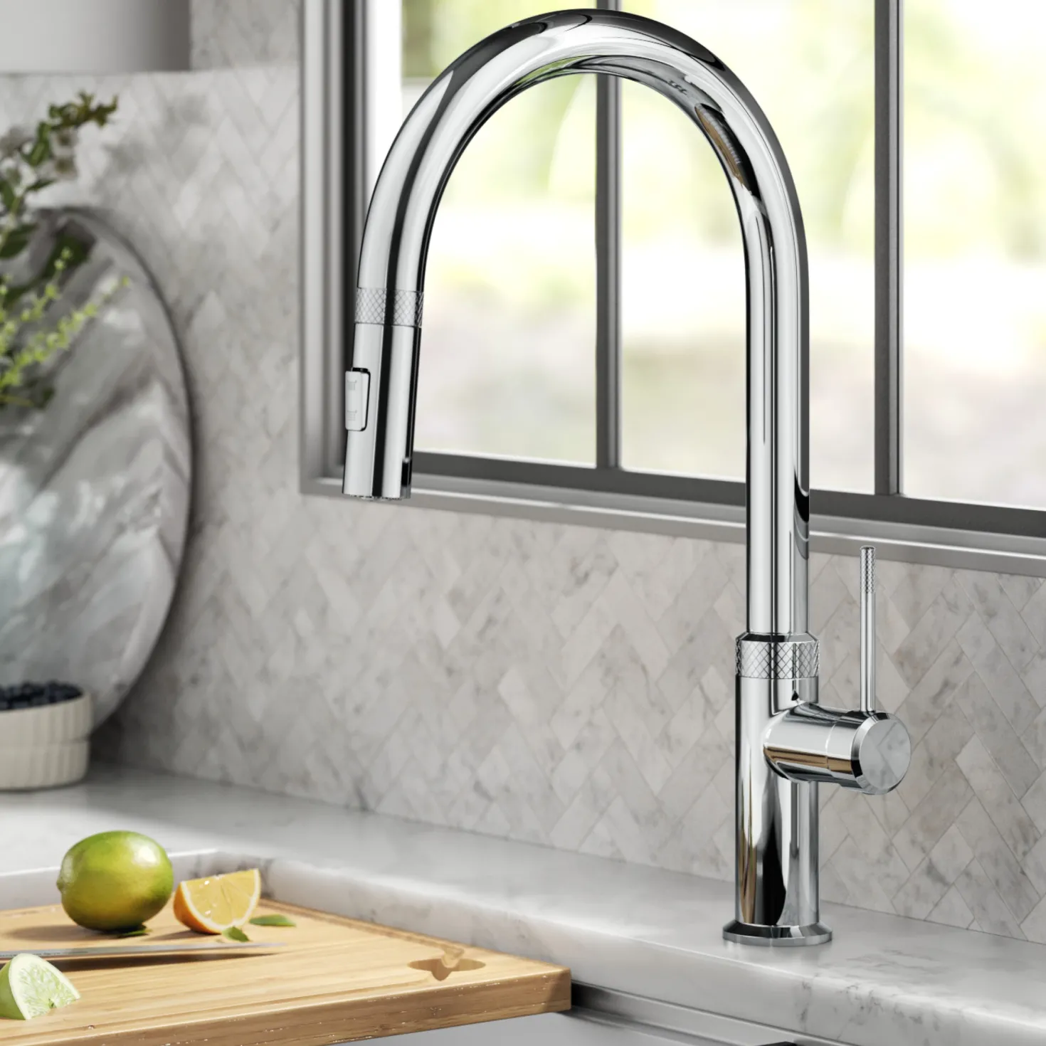 KRAUS Allyn Chrome Single Handle Kitchen Faucet with Diamond Cut- ** Discontinued