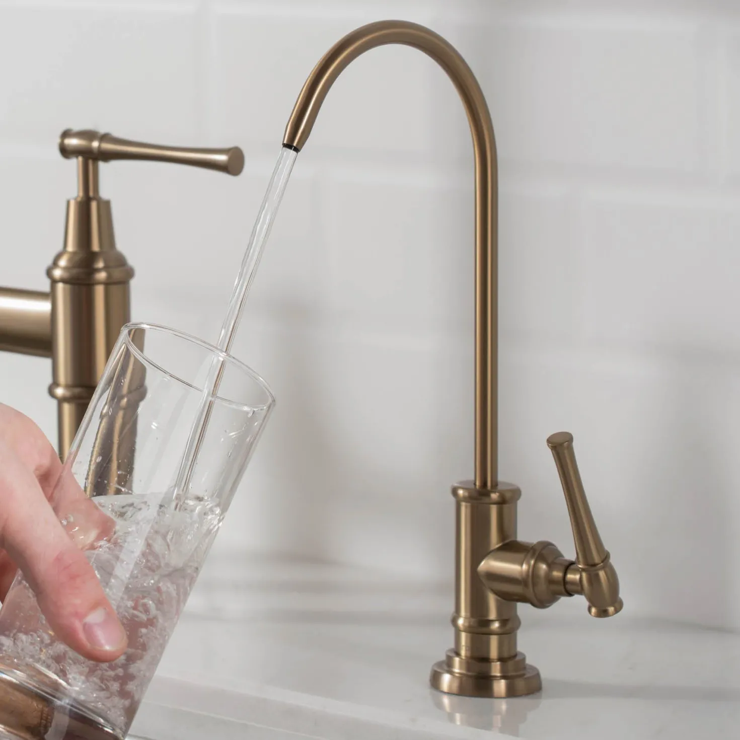 KRAUS Allyn Drinking Water Dispenser Kitchen Faucet in Brushed Gold