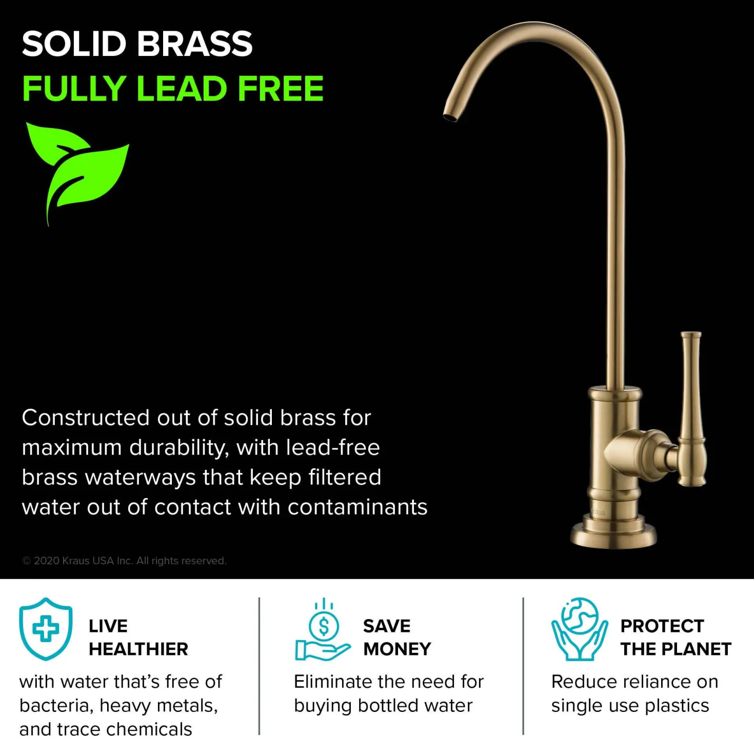 KRAUS Allyn Drinking Water Dispenser Kitchen Faucet in Brushed Gold