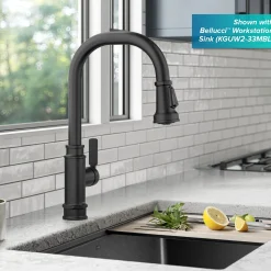 KRAUS Allyn Industrial Pull-Down Kitchen Faucet in Matte Black