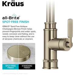 KRAUS Allyn Industrial Pull-Down Kitchen Faucet in Antique Champagne Bronze