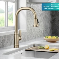 KRAUS Allyn Industrial Pull-Down Kitchen Faucet in Antique Champagne Bronze