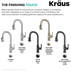 KRAUS Allyn Industrial Pull-Down Kitchen Faucet in Antique Champagne Bronze