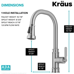 KRAUS Allyn Industrial Pull-Down Kitchen Faucet in Spot-Free Stainless Steel