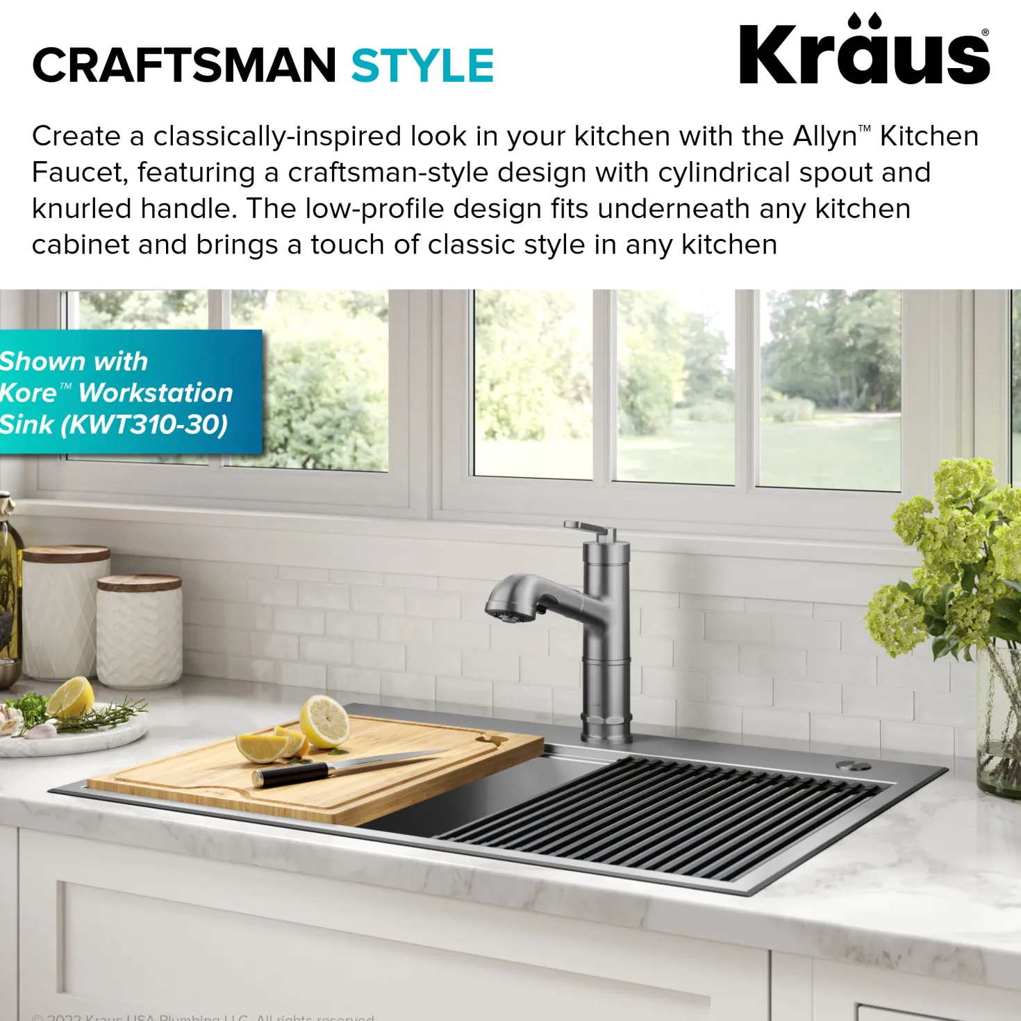 KRAUS Allyn Industrial Pull-Out Single Handle Kitchen Faucet in Spot-Free Stainless Steel