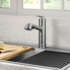 KRAUS Allyn Industrial Pull-Out Single Handle Kitchen Faucet in Spot-Free Stainless Steel
