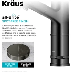 KRAUS Allyn Industrial Pull-Out Single Handle Kitchen Faucet in Black Stainless