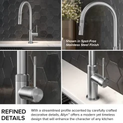KRAUS Allyn Matte Black Single Handle Kitchen Faucet with Diamond Cut