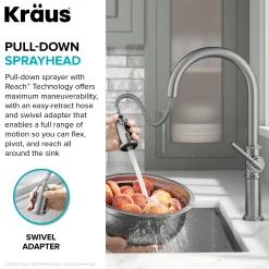 KRAUS Allyn Nut & Bolt Diamond Cut Brushed Gold Kitchen Faucet