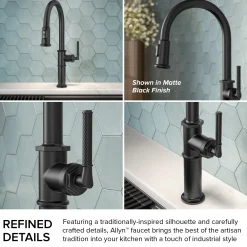 KRAUS Allyn Nut & Bolt Diamond Cut Brushed Gold Kitchen Faucet