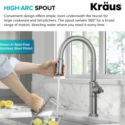 KRAUS Allyn Nut & Bolt Diamond Cut Brushed Gold Kitchen Faucet