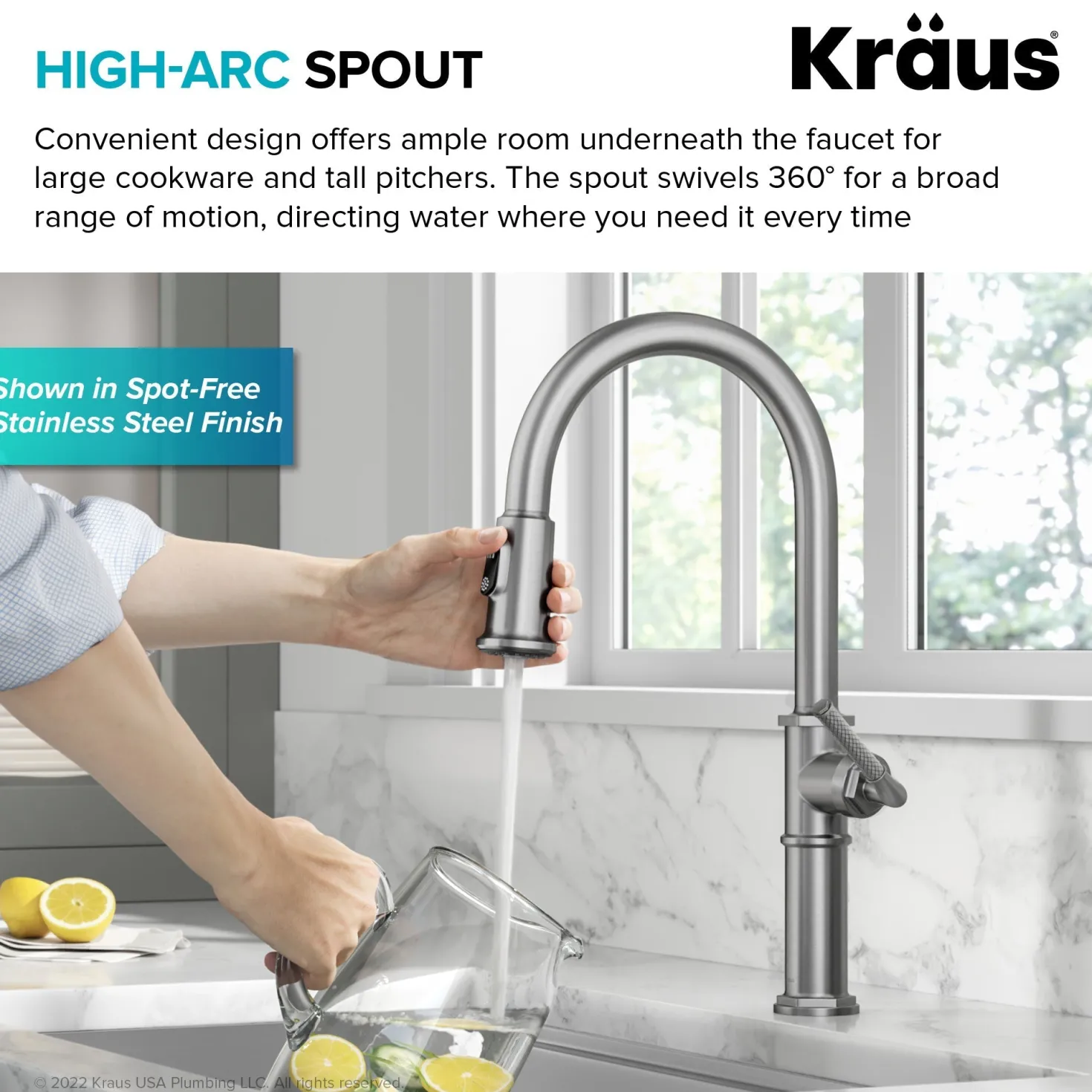 KRAUS Allyn Nut & Bolt Diamond Cut Brushed Gold Kitchen Faucet