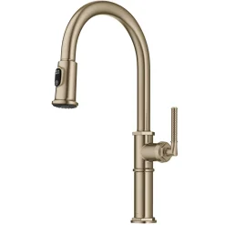 KRAUS Allyn Nut & Bolt Diamond Cut Brushed Gold Kitchen Faucet
