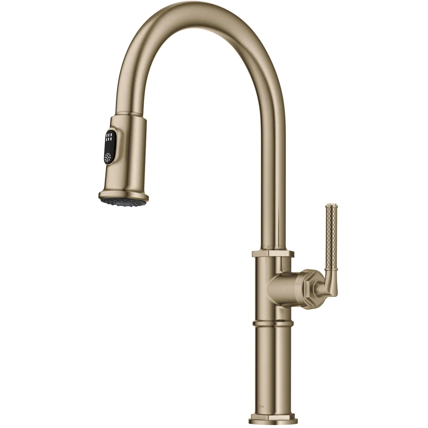 KRAUS Allyn Nut & Bolt Diamond Cut Brushed Gold Kitchen Faucet