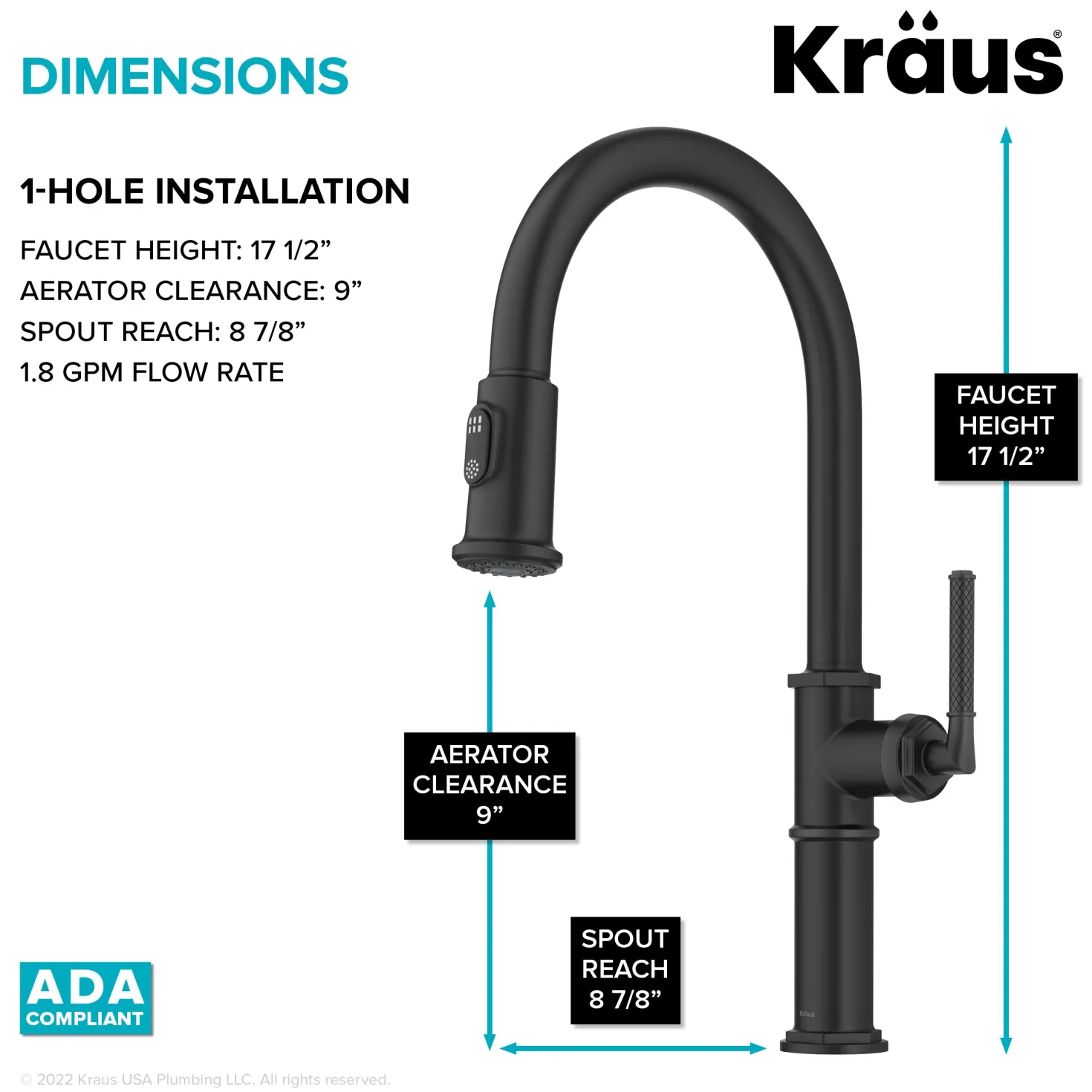 KRAUS Allyn Nut & Bolt Diamond Cut Matte Black Kitchen Faucet