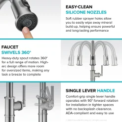KRAUS Allyn Nut & Bolt Diamond Cut Spot Free Stainless Kitchen Faucet