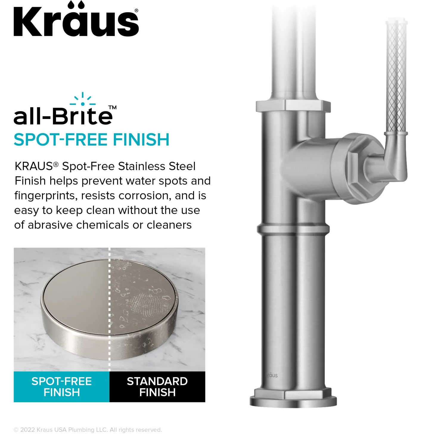 KRAUS Allyn Nut & Bolt Diamond Cut Spot Free Stainless Kitchen Faucet