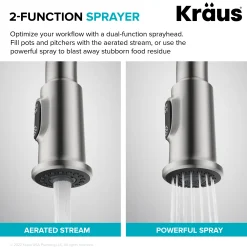 KRAUS Allyn Nut & Bolt Diamond Cut Spot Free Stainless Kitchen Faucet