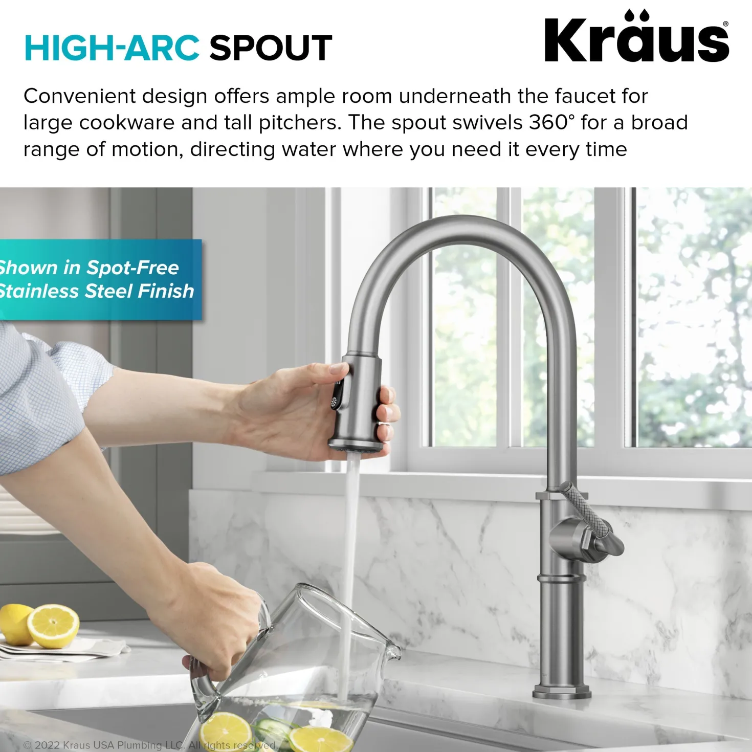KRAUS Allyn Nut & Bolt Diamond Cut Spot Free Stainless Kitchen Faucet