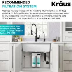 KRAUS Allyn Single Handle Pull Down Kitchen Faucet in Spot-Free Brushed Brass + Matte Black